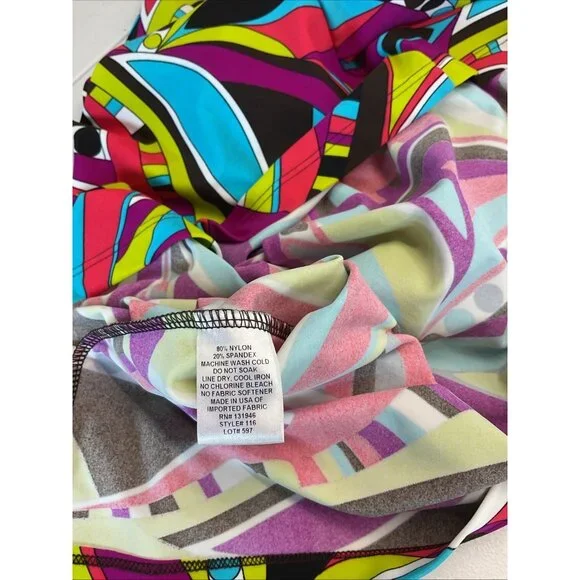 Jude Connally XL Sleeveless nylon Dress V-Neck Shift groovy psychedelic colorful - Picture 4 of 7